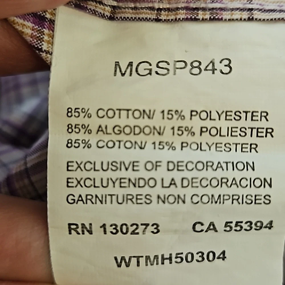 Wrangler Men's George Straight Plaid Western Shirt Size M NWOT